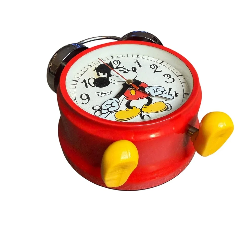 Disney Mickey Mouse Red Retro Twin Bell Alarm Clock *Parts only,‎ does not work*